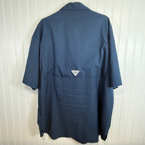 Columbia Tamiami SS PFG Fishing Shirt Navy Blue Atlanta Braves Mens XXL - Picture 10 of 11